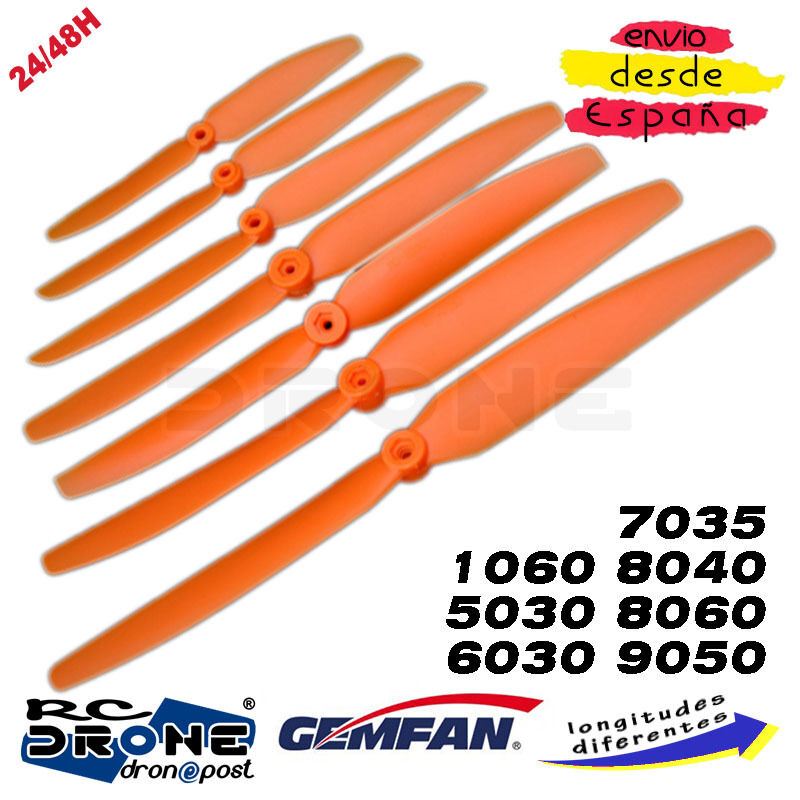 Gemfan Hélice Naranja CCW 1060 9050 8060 8040 7035 5030 6030 ZMR250 QAV250 240