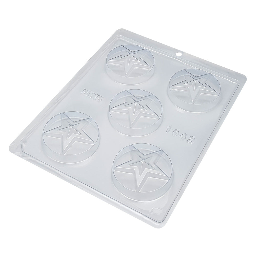 BWB 1042 Molde Jabones Estrella Forma Simples de 5 Cavidades de Plástico PET Transparente Tridimensional para jabones artesanales y jabón hecho a mano Accesorios y utensilios