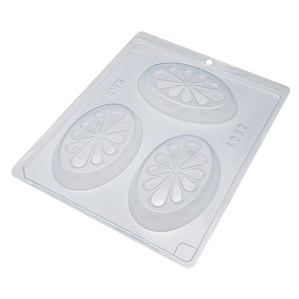 BWB 1062 Molde Jabones Óvalo petalo Forma Simples de 3 Cavidades de Plástico PET Transparente Tridimensional para jabones artesanales y jabón hecho a mano Accesorios y utensilios