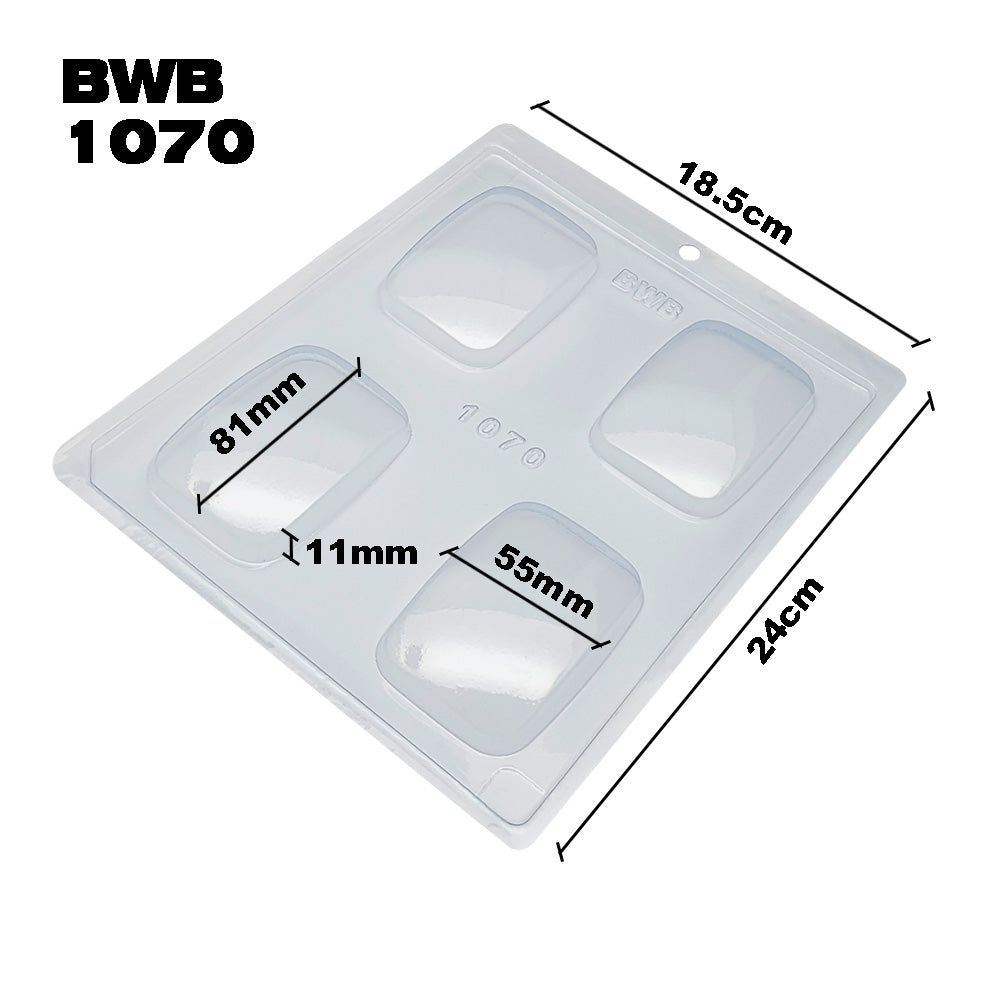 BWB 1070 Molde Jabones Liso Forma Simples de 4 Cavidades de Plástico PET Transparente Tridimensional para jabones artesanales y jabón hecho a mano Accesorios y utensilios