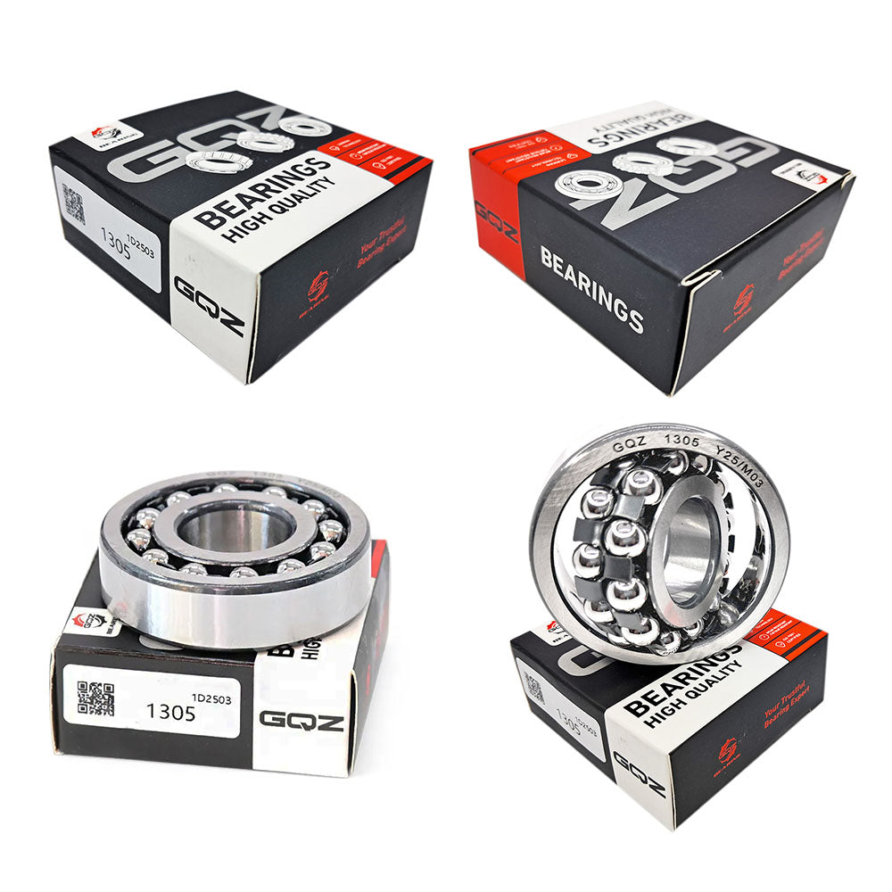 GQZ Bearing 1305 Rodamiento de bolas autoalineables de doble hilera 25x62x17mm Double Row Self-Aligning Ball Bearings de alta precisión de Metal para bricolaje mecánico Peso 0.257kg|1305