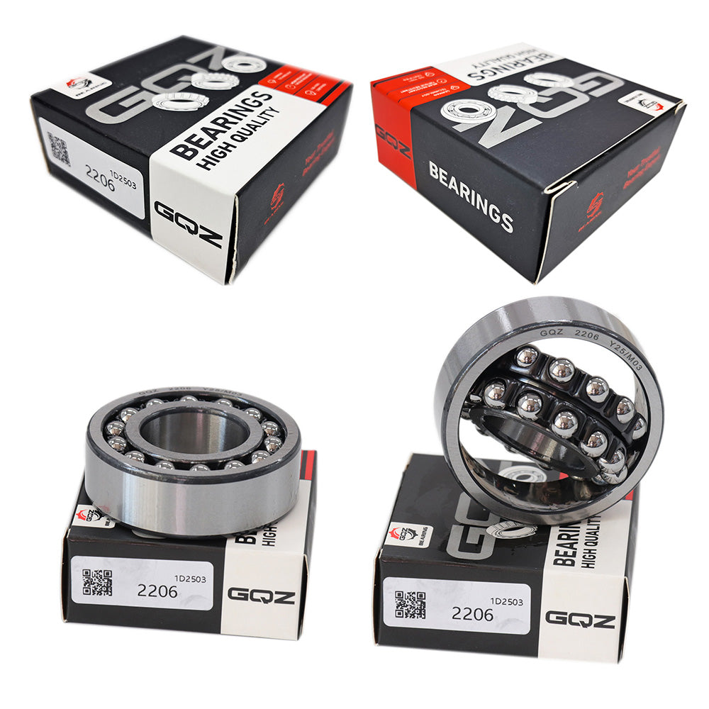 GQZ Bearing 2206 Rodamiento de bolas autoalineables de doble hilera 30x62x20mm Double Row Self-Aligning Ball Bearings de alta precisión de Metal para bricolaje mecánico Peso 0.243kg|2206