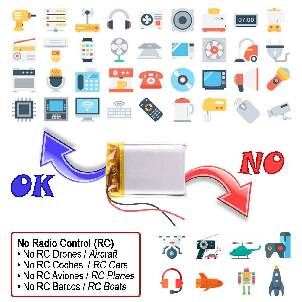 Batería 501240 LiPo 3.7V 170mAh 0.629Wh 1S 5C Liter Energy Battery para Electrónica Recargable teléfono portátil vídeo smartwatch reloj GPS - No apta para Radio Control 42x12x5mm (170mAh|501240)