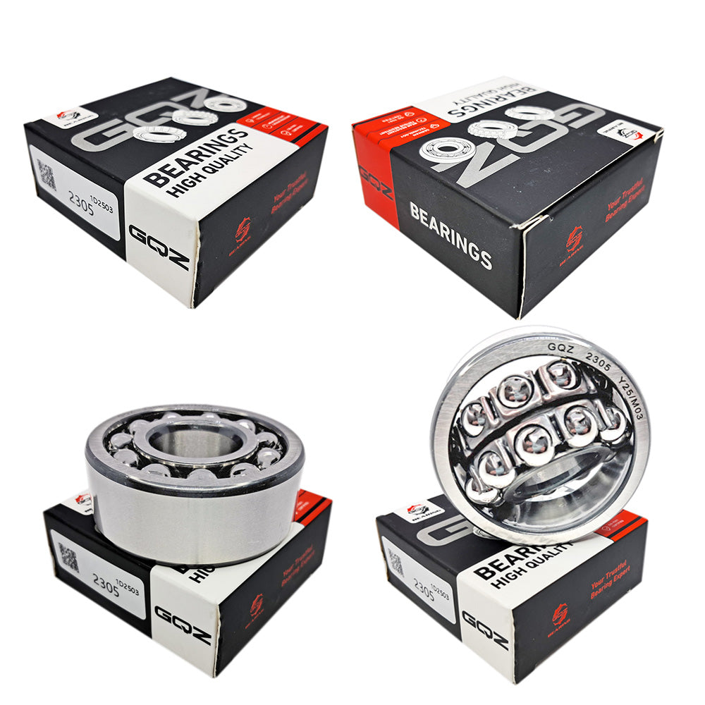 GQZ Bearing 2305 Rodamiento de bolas autoalineables de doble hilera 25x62x24mm Double Row Self-Aligning Ball Bearings de alta precisión de Metal para bricolaje mecánico Peso 0.343kg|2305