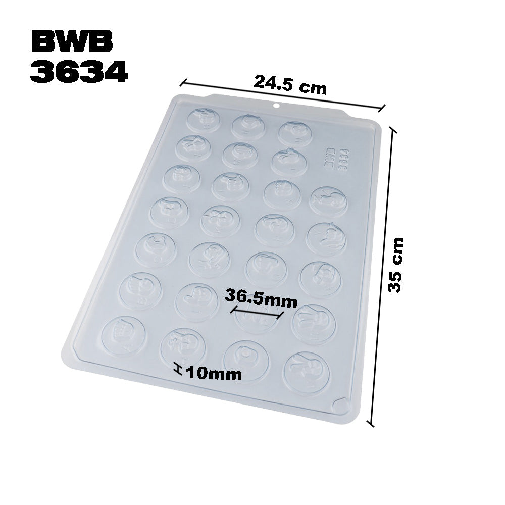 BWB 3634 Molde Semiprofesional Alfabeto de libra Trufas y bombones para chocolate caliente Forma Simple 26 Cavidades 5g Plástico PET Transparente Tridimensional Accesorios y utensilios