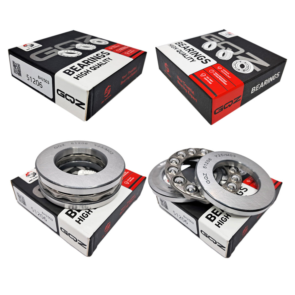 GQZ Bearing 51206 Rodamiento rígido axial de bolas 30x52x16mm Axial Ball Thrust Bearing rodamiento de bolas de empuje, rodamiento axial plano de vía convexa Peso 0.132kg |51206