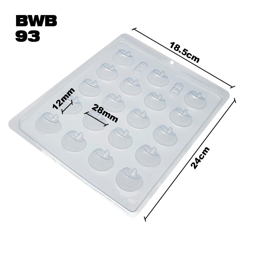 BWB 93 Molde Bombón Manzana para chocolate caliente Forma Simples de 20 Cavidades 6g Material Plástico PET Transparente Tridimensional Bombones Accesorios y utensilios de reposteria