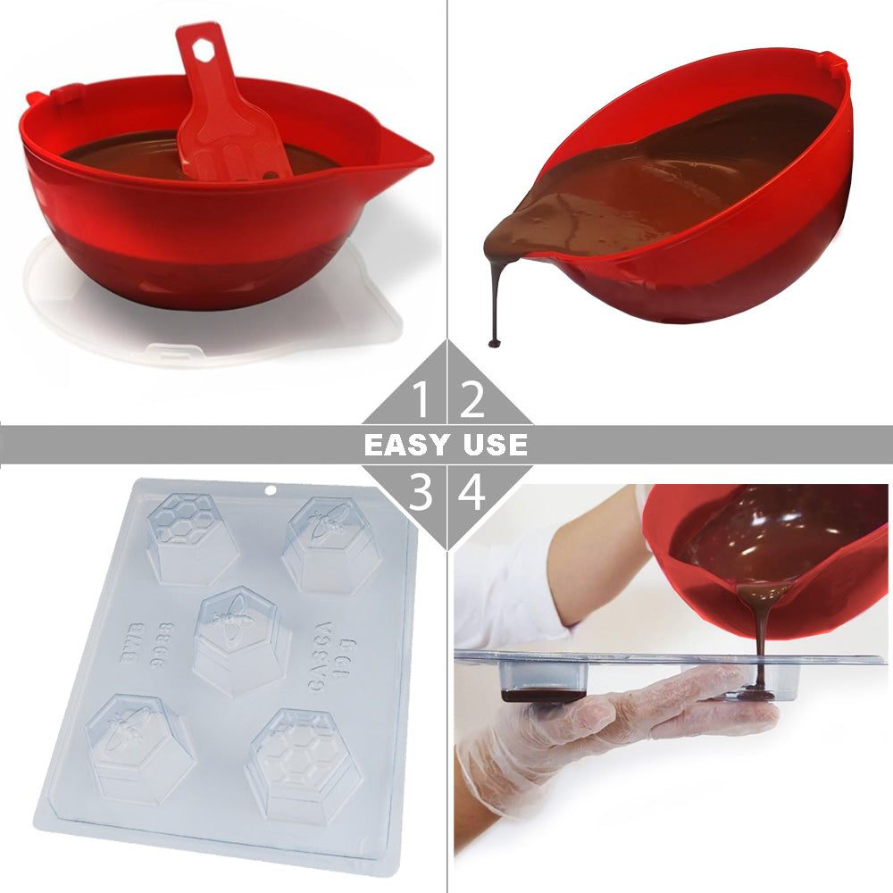 BWB 9988 Molde Pan de miel colmena para chocolate caliente Forma Simples con 5 Cavidades de 50g Material Plástico PET Transparente Tridimensional Bombones Accesorios y utensilios reposteria