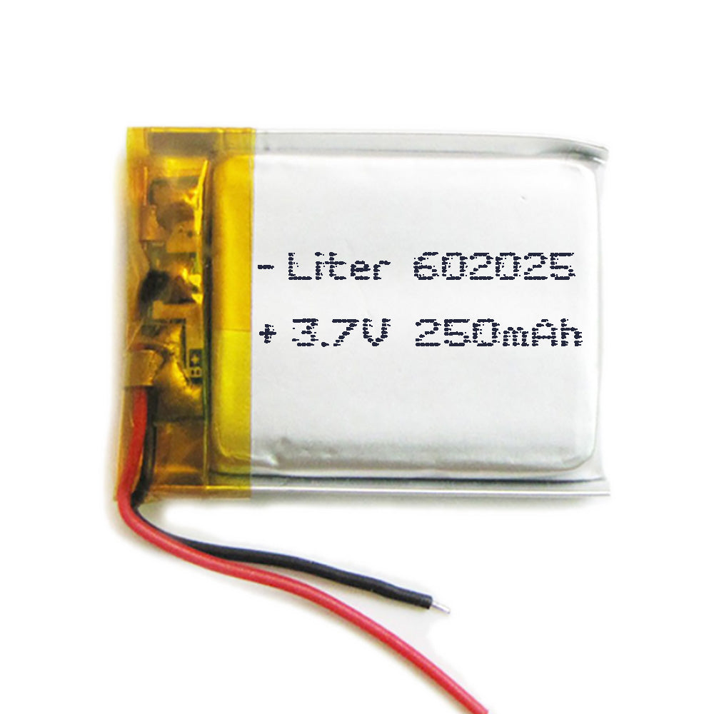 Batería 602025 LiPo 3.7V 250mAh 0.925Wh 1S 5C Liter Energy Battery para Electrónica Recargable teléfono portátil vídeo smartwatch Reloj GPS - No Apta para Radio Control 27x25x6mm (250mAh|602025)