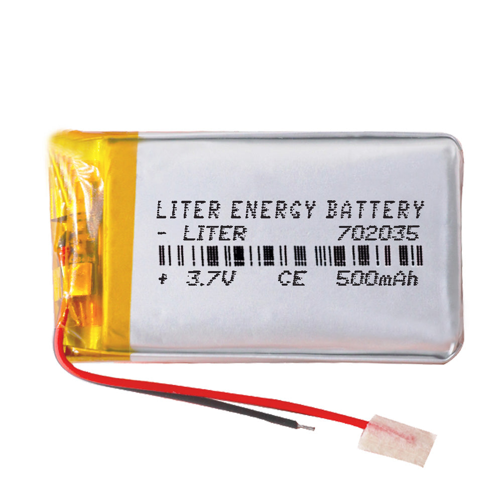 Batería 702035 LiPo 3.7V 500mAh 1.85Wh 1S 5C Liter Energy Battery para Electrónica Recargable teléfono portátil vídeo smartwatch Reloj GPS - No Apta para Radio Control 37x20x7mm (500mAh|702035)