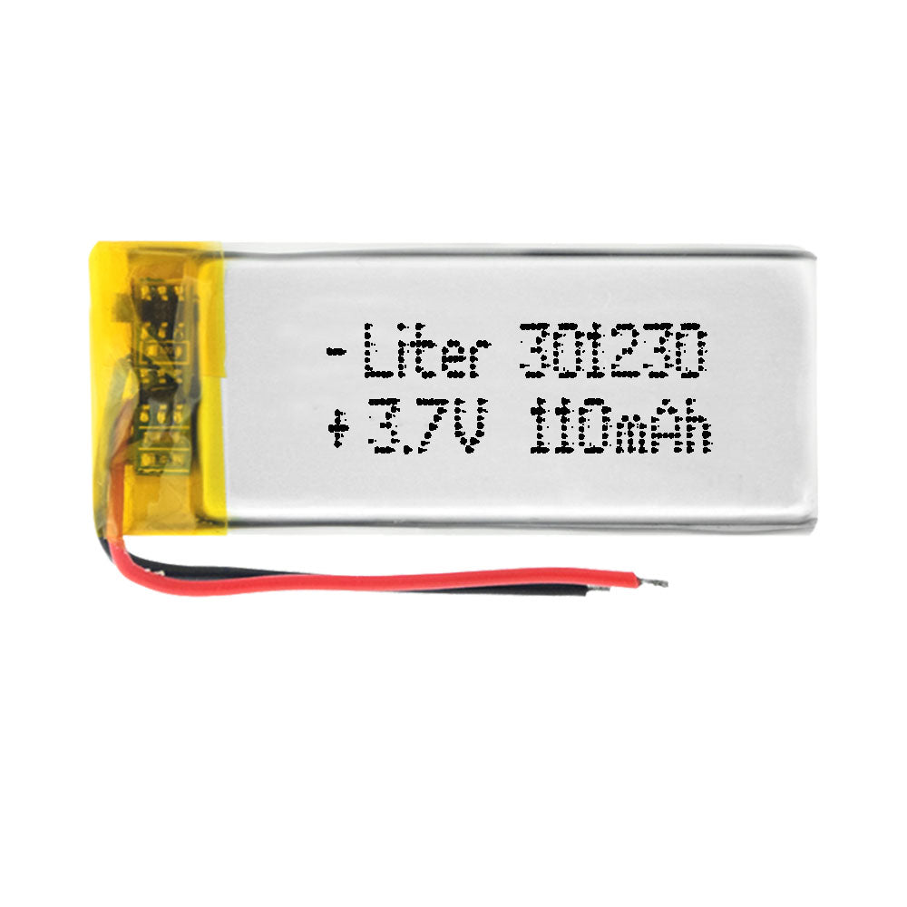 Batería 301230 LiPo 3.7V 110mAh 0.407Wh 1S 5C Liter Energy Battery para Electrónica Recargable teléfono portátil vídeo smartwatch Reloj GPS - No Apta para Radio Control 32x12x3mm (110mAh|301230)