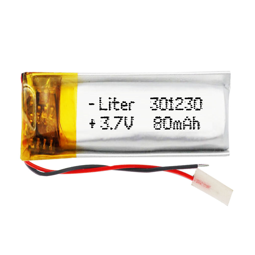Batería 301230 LiPo 3.7V 80mAh 0.296Wh 1S 5C Liter Energy Battery para Electrónica Recargable teléfono portátil vídeo smartwatch Reloj GPS - No Apta para Radio Control 32x12x3mm (80mAh|301230)
