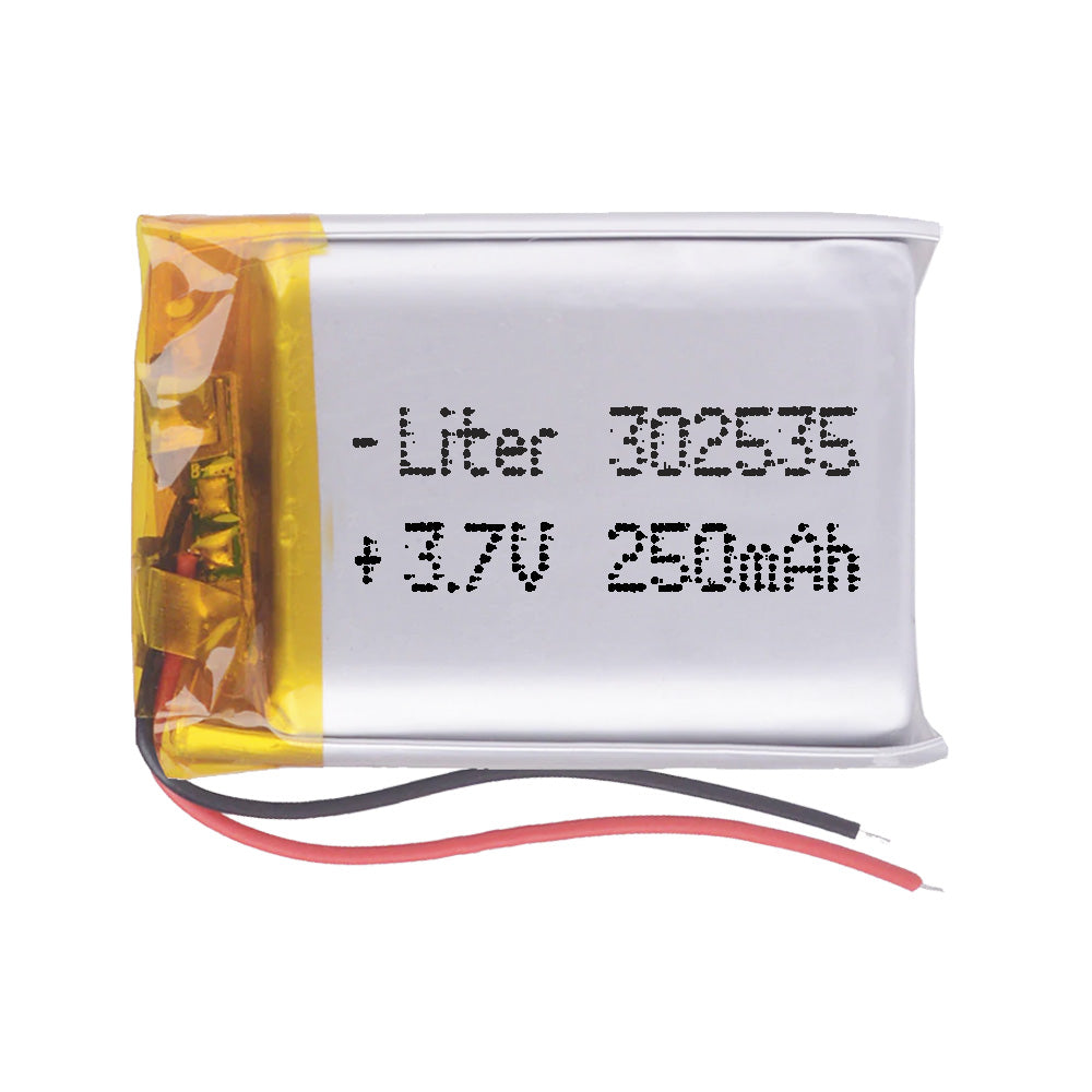 Batería 302535 LiPo 3.7V 250mAh 0.925Wh 1S 5C Liter Energy Battery para Electrónica Recargable teléfono portátil vídeo smartwatch Reloj GPS - No Apta para Radio Control 37x25x4mm (250mAh|302535)