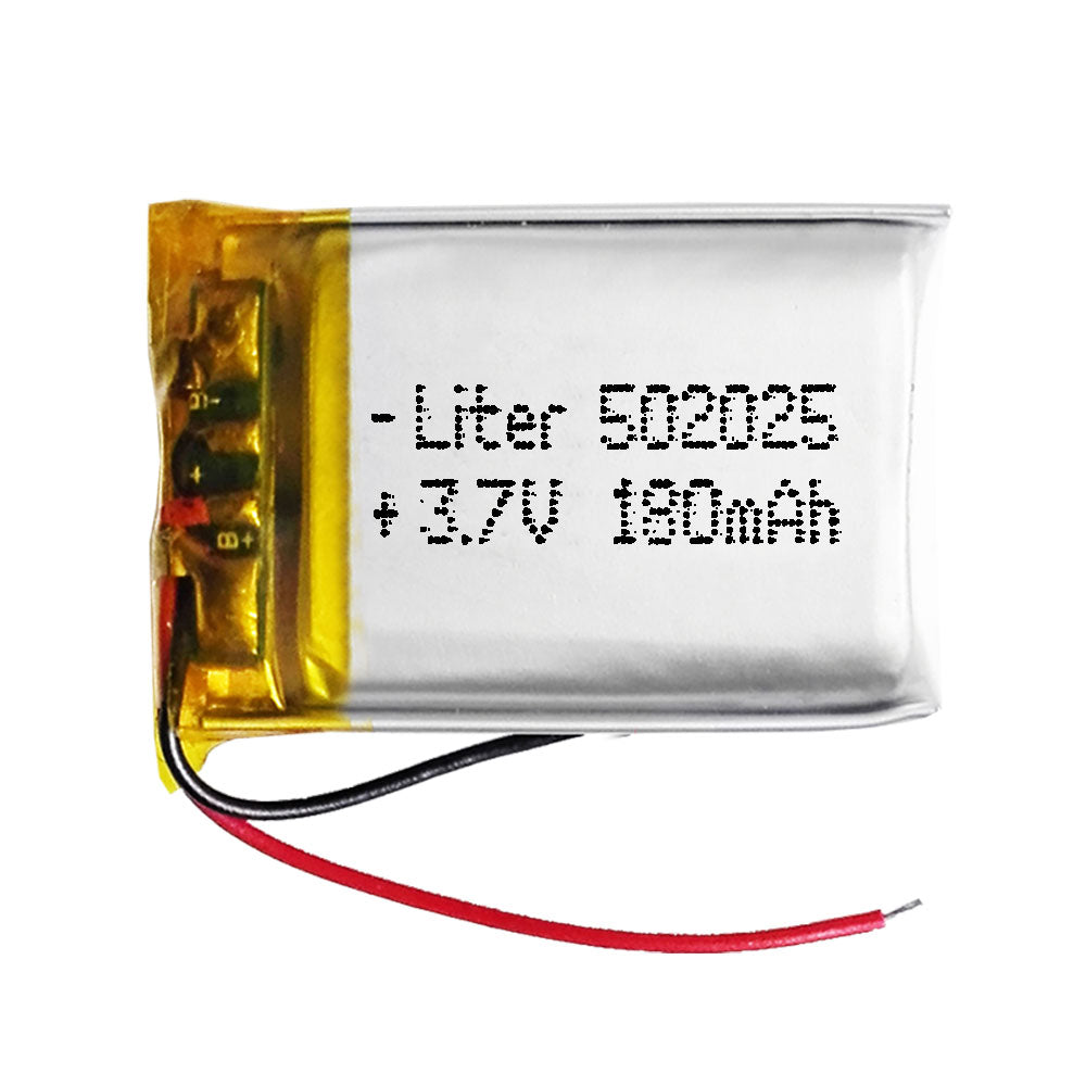 Batería 502025 LiPo 3.7V 180mAh 0.666Wh 1S 5C Liter Energy Battery para Electrónica Recargable teléfono portátil vídeo smartwatch Reloj GPS - No Apta para Radio Control 27x20x5mm (180mAh|502025)