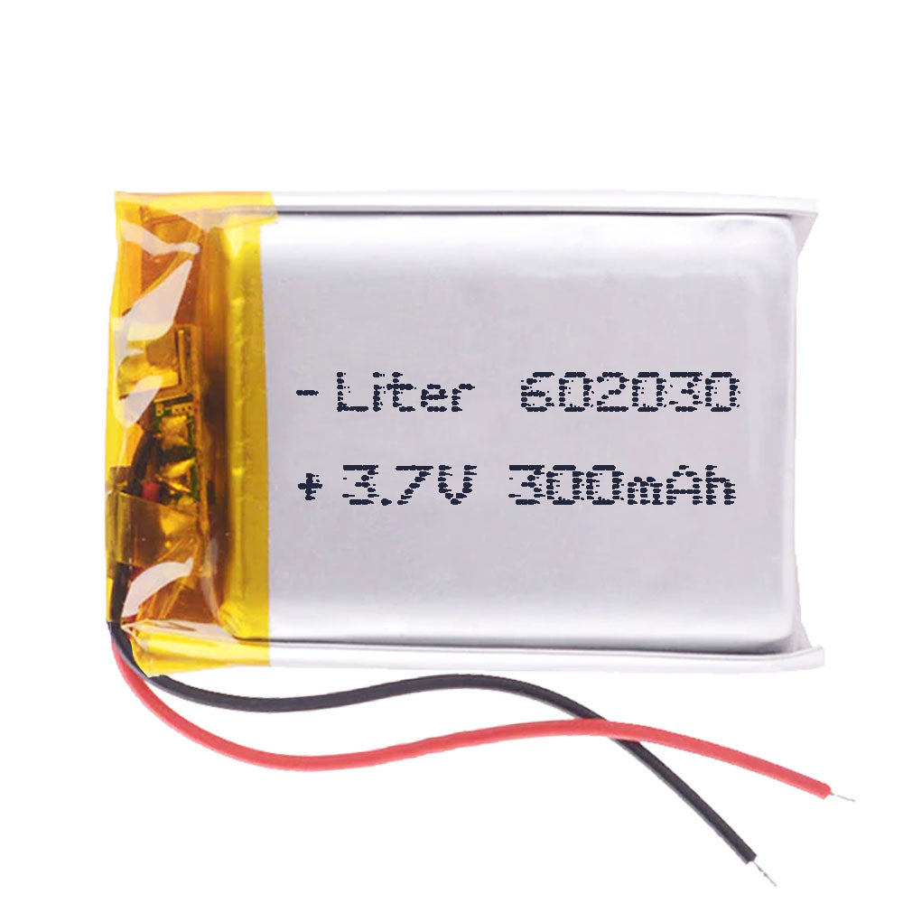 Batería 602030 LiPo 3.7V 300mAh 1.11Wh 1S 5C Liter Energy Battery para Electrónica Recargable teléfono portátil vídeo smartwatch Reloj GPS - No Apta para Radio Control 32x20x6mm (300mAh|602030)