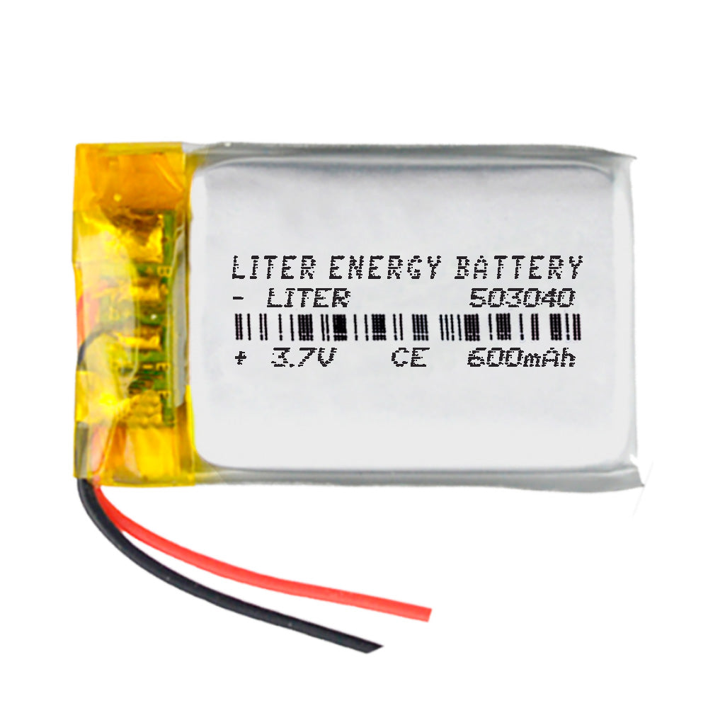 Batería 503040 LiPo 3.7V 600mAh 2.22Wh 1S 5C Liter Energy Battery para Electrónica Recargable teléfono portátil vídeo smartwatch reloj GPS - No apta para Radio Control 42x30x5mm (600mAh|503040)