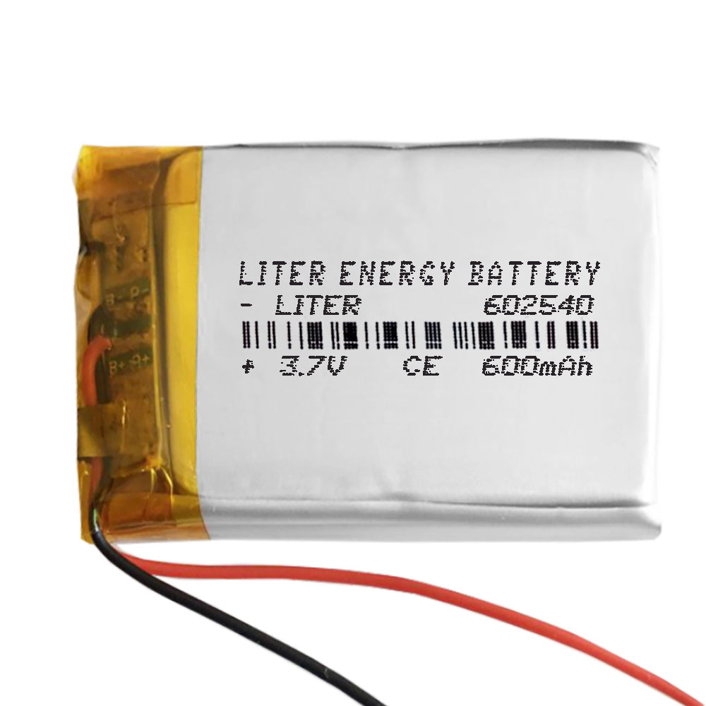 Batería 602540 LiPo 3.7V 600mAh 2.22Wh 1S 5C Liter Energy Battery para Electrónica Recargable teléfono portátil vídeo smartwatch reloj GPS - No apta para Radio Control 42x25x6mm (600mAh|602540)