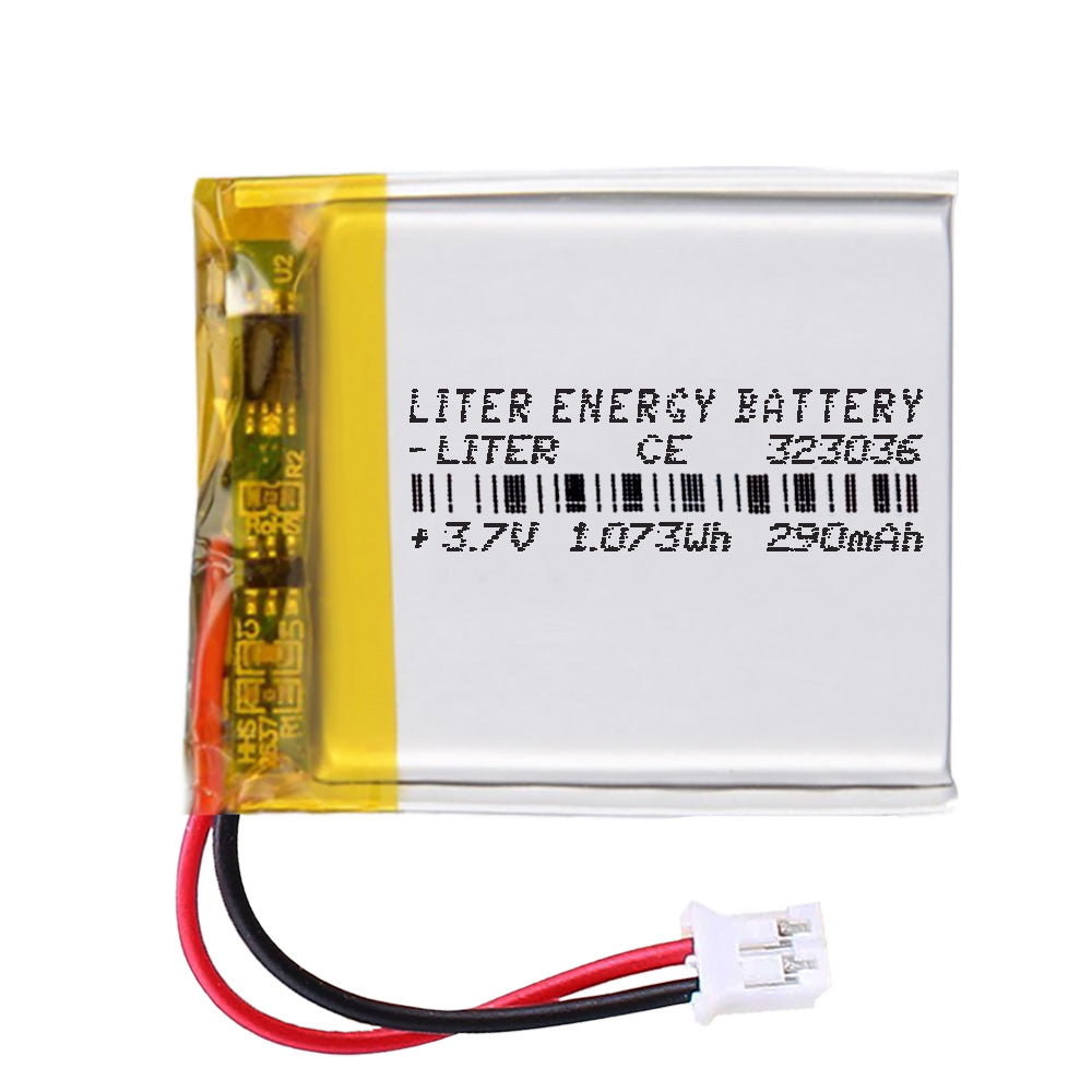 Batería 323036 LiPo 3.7V 290mAh 1.073Wh Recargable Conector PH2.0 (JST-PHR-02) Tipo B Litio: Asegúrese Que la polaridad del Dispositivo Coincide con la batería 38x30x3.5mm(PH2|290mAh|323036)
