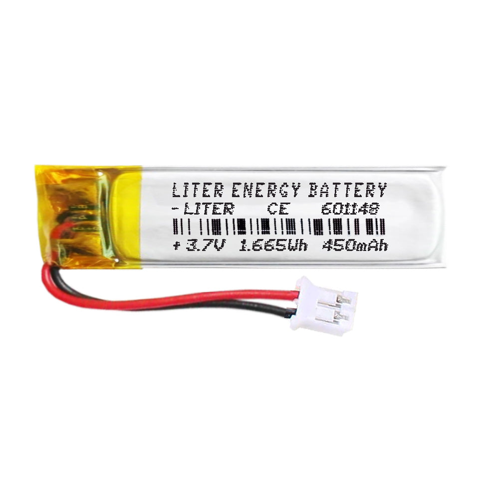 Batería 601148 LiPo 3.7V 450mAh 1.665Wh Recargable Conector PH2.0 (JST-PHR-02) Tipo B Litio: Asegúrese Que la polaridad del Dispositivo Coincide con la batería 50x11x6mm (PH2|450mAh|601148)