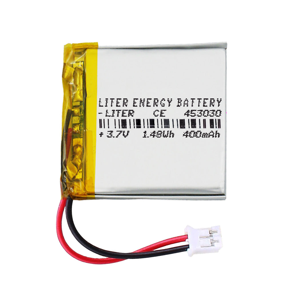Batería 453030 LiPo 3.7V 400mAh 1.48Wh Recargable Conector PH2.0 (JST-PHR-02) Tipo B Litio: Asegúrese Que la polaridad del Dispositivo Coincide con la batería 32x30x4.5mm(PH2|400mAh|453030)