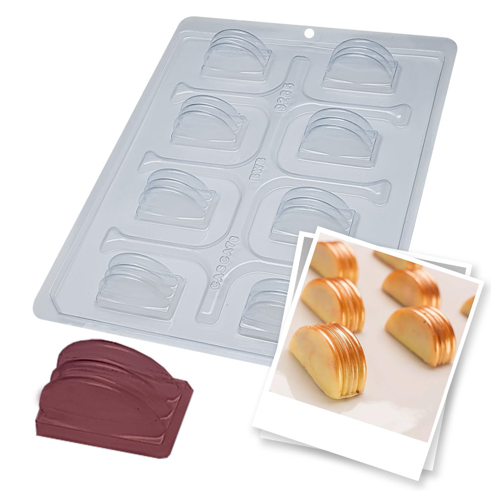 BWB 9285 Molde Especial 3 partes Macarons Forma con silicona para chocolate caliente de 8 Cavidades 7-22g Plástico PET Tridimensional Accesorios y utensilios de reposteria