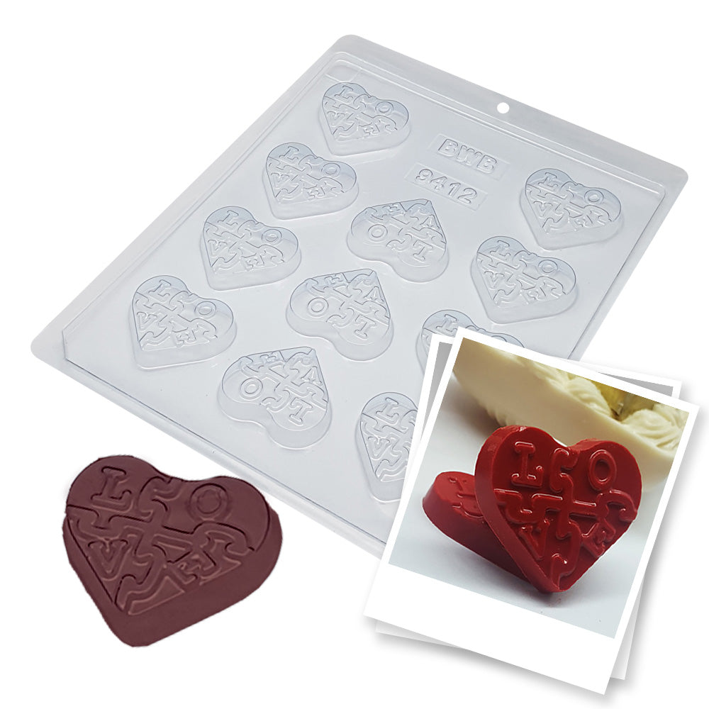 BWB 9412 Molde Enamorados Corazón dulce amor para chocolate caliente Forma Simples 11 Cavidades 12g Material Plástico PET Transparente Tridimensional Accesorios utensilios de reposteria