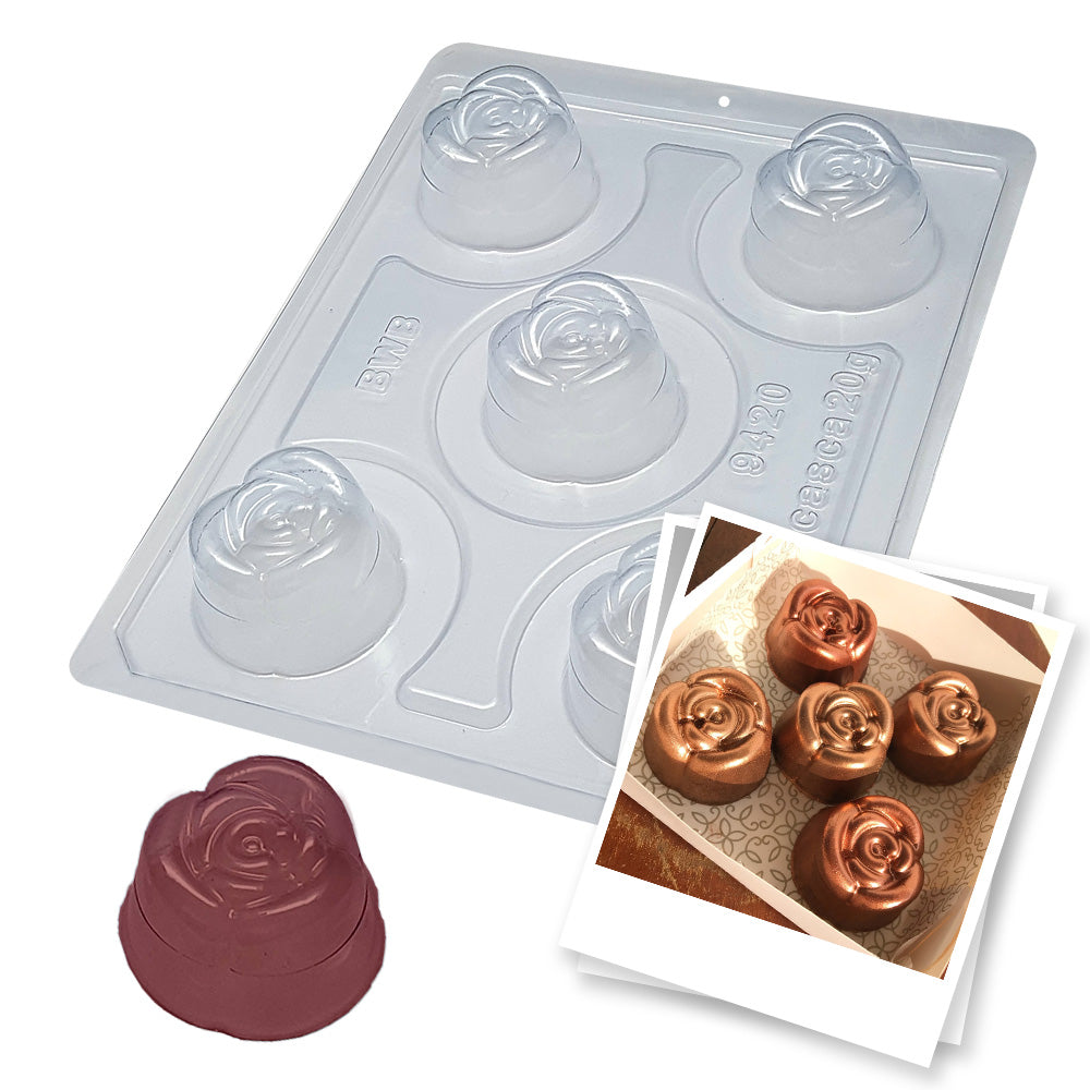 BWB 9420 Molde Especial 3 partes Rosa Forma con silicona para chocolate caliente de 5 Cavidades 20-55g Plástico PET Tridimensional Accesorios y utensilios de reposteria