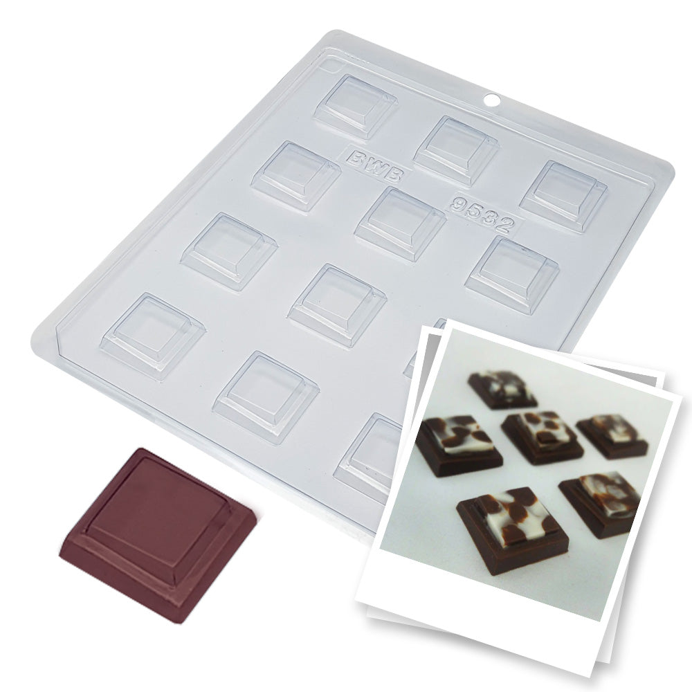 BWB 9532 Molde Bombón detallado 4 para chocolate caliente Forma Simples 12 Cavidades 8g Material Plástico PET Transparente Tridimensional Bombones Accesorios y utensilios de reposteria