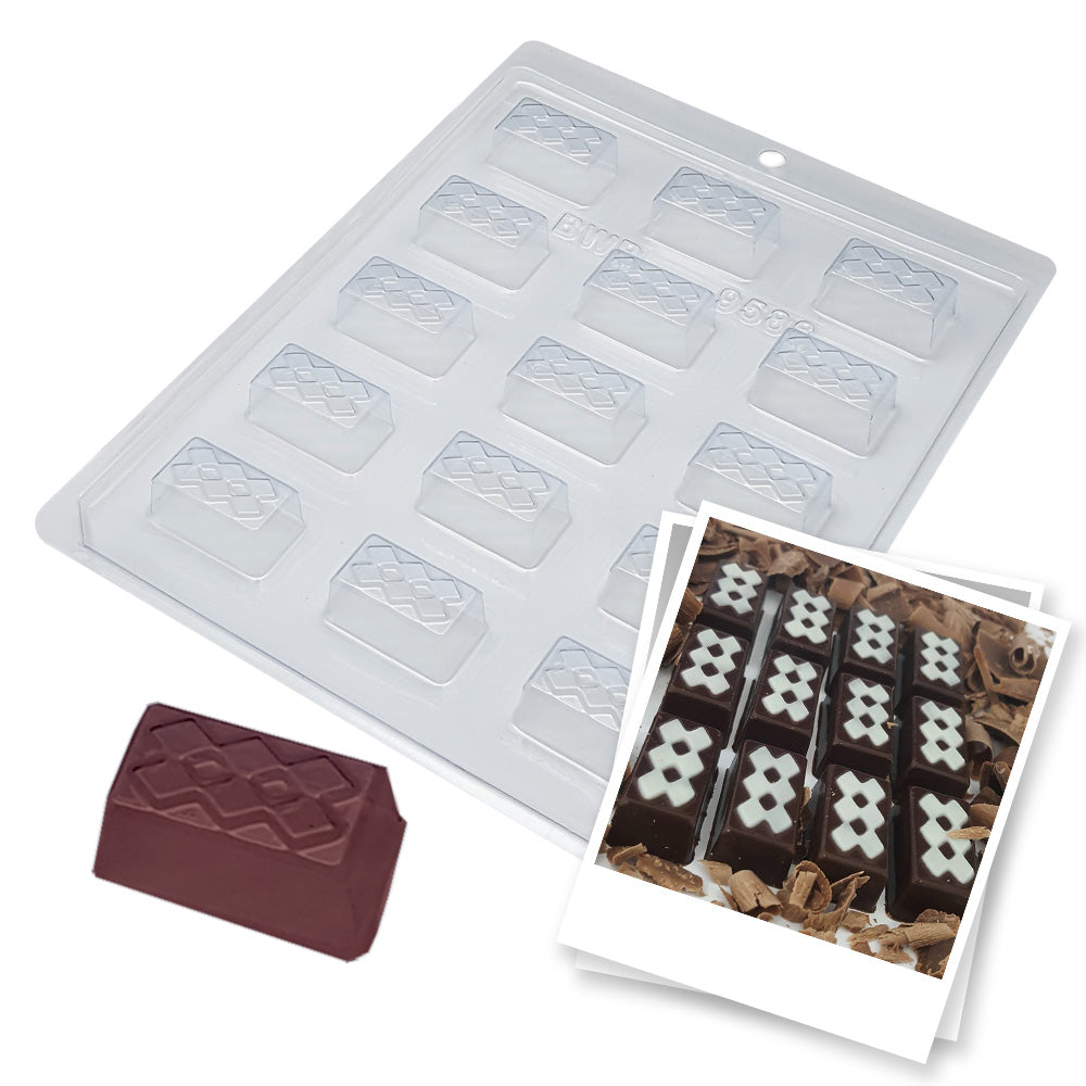 BWB 9586 Molde Bombón detallado 9 para chocolate caliente Forma Simples de 15 Cavidades 11g Material Plástico PET Transparente Tridimensional Bombones Accesorios y utensilios reposteria