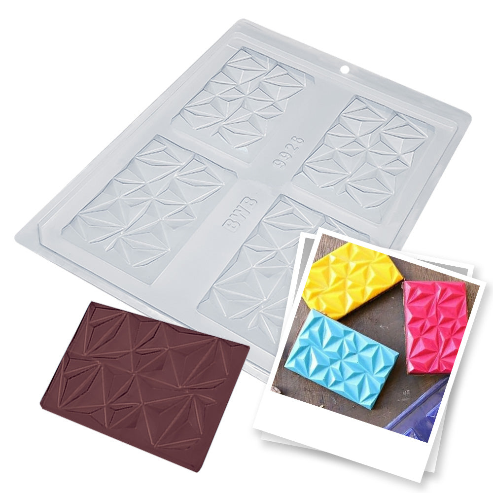 BWB 9926 Molde Tabletas triangulo para chocolate caliente Forma Simples de 4 Cavidades 45g Material Plástico PET Transparente Tridimensional Accesorios y utensilios de reposteria