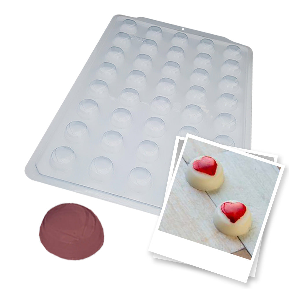 BWB SP 137 Molde Semiprofesional Corazón cereza Trufas y bombones para chocolate caliente Forma Simple de 40 Cavidades 12g Plástico PET Transparente Tridimensional Accesorios utensilios