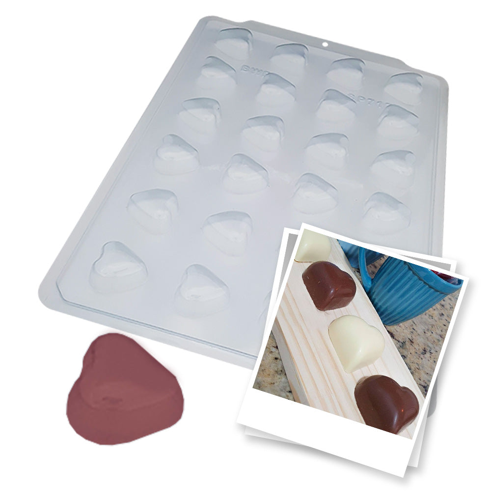 BWB SP 717 Molde Semiprofesional Corazón Trufas y bombones para chocolate caliente Forma Simple de 24 Cavidades de 12g Plástico PET Transparente Tridimensional Accesorios y utensilios