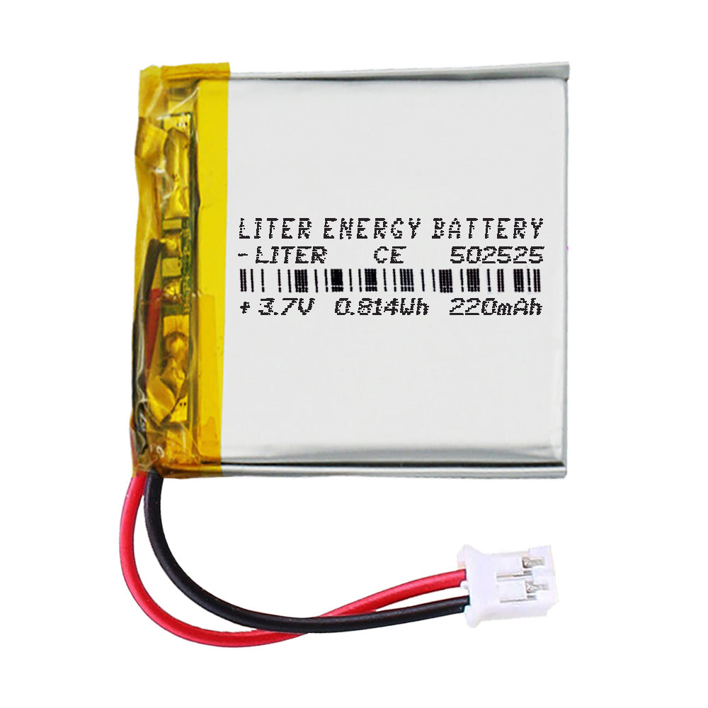Batería 502525 LiPo 3.7V 220mAh 0.814Wh Recargable Conector PH2.0 (JST-PHR-02) Tipo B Litio: Asegúrese Que la polaridad del Dispositivo Coincide con la batería 27x25x5mm (PH2|220mAh|502525)