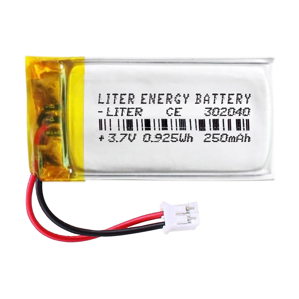 Batería 302040 LiPo 3.7V 250mAh 0.925Wh Recargable Conector PH2.0 (JST-PHR-02) Tipo B Litio: Asegúrese Que la polaridad del Dispositivo Coincide con la batería 42x20x3mm (PH2|250mAh|302040)