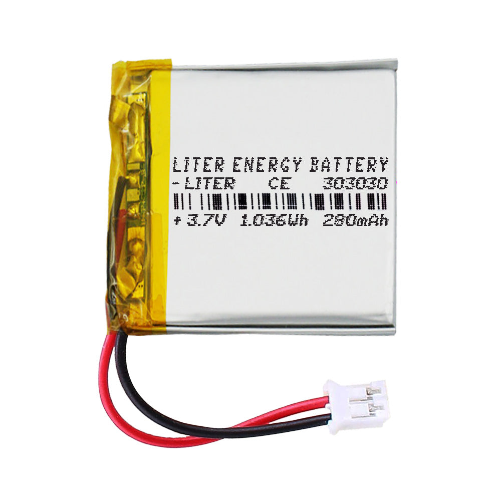 Batería 303030 LiPo 3.7V 280mAh 1.036Wh Recargable Conector PH2.0 (JST-PHR-02) Tipo B Litio: Asegúrese Que la polaridad del Dispositivo Coincide con la batería 32x30x3mm (PH2|280mAh|303030)