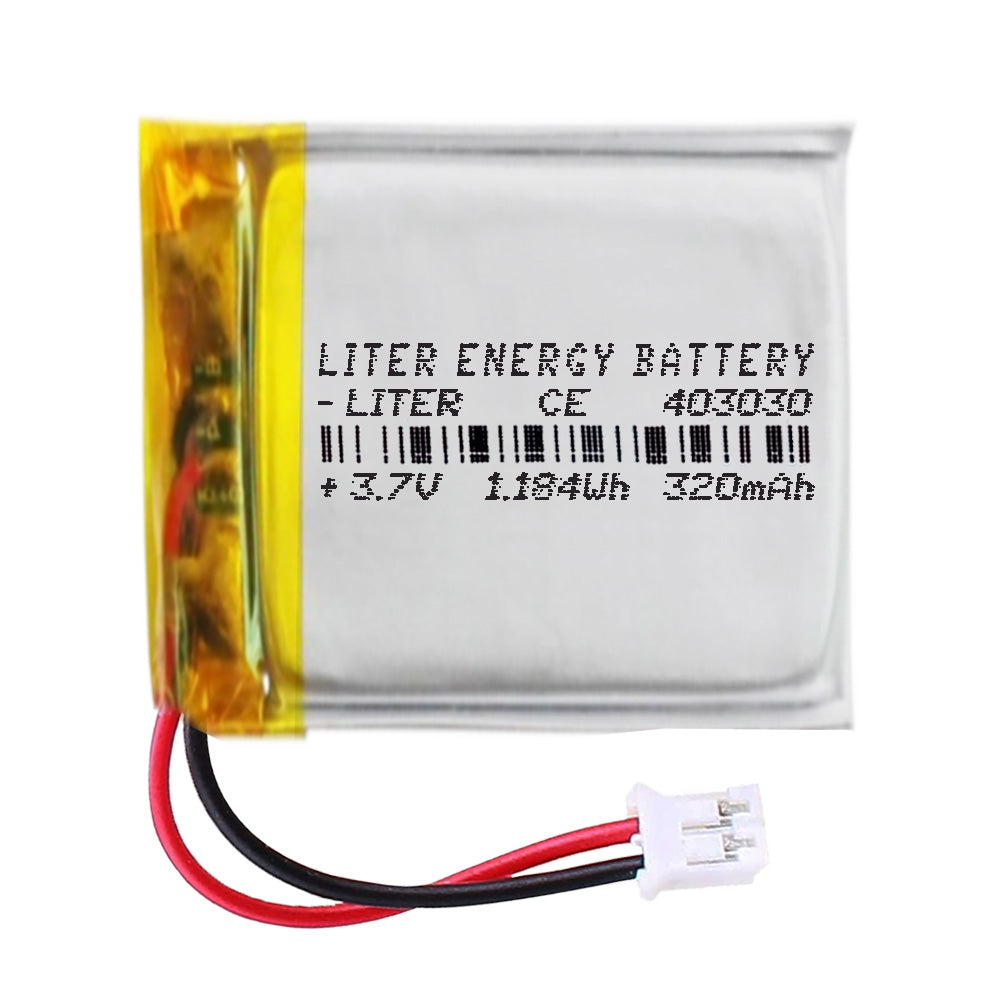 Batería 403030 LiPo 3.7V 320mAh 1.184Wh Recargable Conector PH2.0 (JST-PHR-02) Tipo B Litio: Asegúrese Que la polaridad del Dispositivo Coincide con la batería 32x30x4mm (PH2|320mAh|403030)