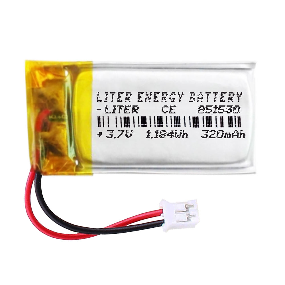 Batería 851530 LiPo 3.7V 320mAh 1.184Wh Recargable Conector PH2.0 (JST-PHR-02) Tipo B Litio: Asegúrese Que la polaridad del Dispositivo Coincide con la batería 32x15x8.5mm(PH2|320mAh|851530)