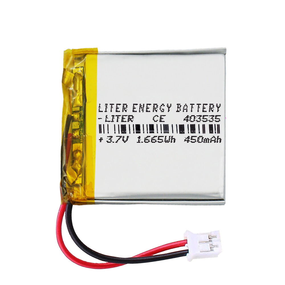 Batería 403535 LiPo 3.7V 450mAh 1.665Wh Recargable Conector PH2.0 (JST-PHR-02) Tipo B Litio: Asegúrese Que la polaridad del Dispositivo Coincide con la batería 37x35x4mm (PH2|450mAh|403535)