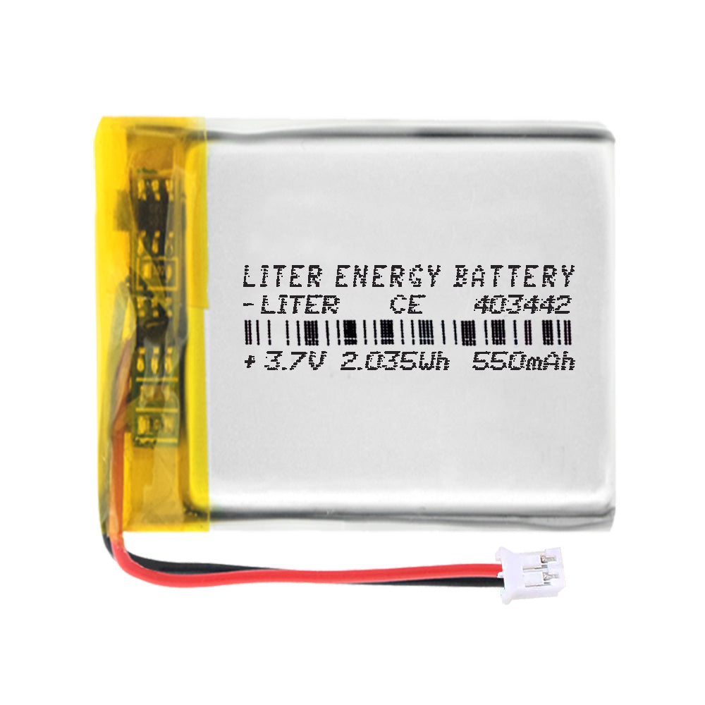Batería 403442 LiPo 3.7V 550mAh 2.035Wh Recargable Conector PH2.0 (JST-PHR-02) Tipo B Litio: Asegúrese Que la polaridad del Dispositivo Coincide con la batería 44x34x4mm (PH2|550mAh|403442)