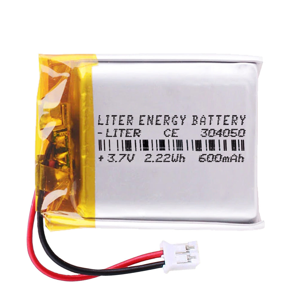 Batería 304050 LiPo 3.7V 600mAh 2.22Wh Recargable Conector PH2.0 (JST-PHR-02) Tipo B Litio: Asegúrese Que la polaridad del Dispositivo Coincide con la batería 52x40x3mm (PH2|600mAh|304050)
