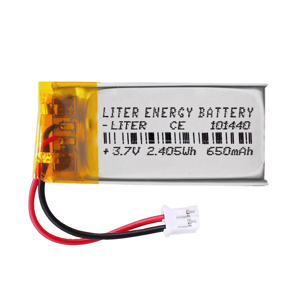 Batería 101440 LiPo 3.7V 650mAh 2.405Wh Recargable Conector PH2.0 (JST-PHR-02) Tipo B Litio: Asegúrese Que la polaridad del Dispositivo Coincide con la batería 42x14x10mm (PH2|650mAh|101440)
