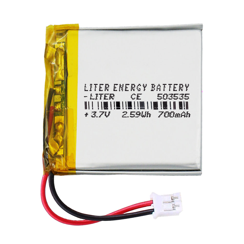 Batería 503535 LiPo 3.7V 700mAh 2.59Wh Recargable Conector PH2.0 (JST-PHR-02) Tipo B Litio: Asegúrese Que la polaridad del Dispositivo Coincide con la batería 37x35x5mm (PH2|700mAh|503535)