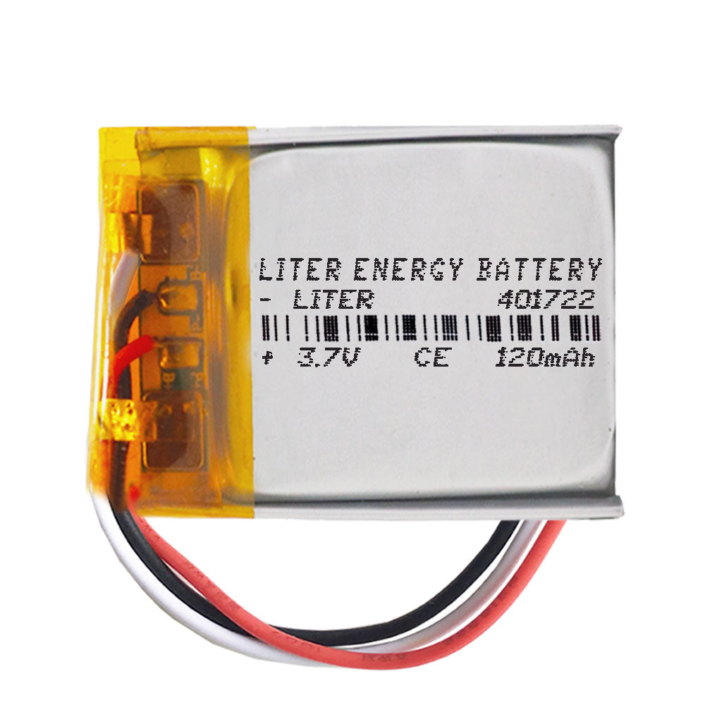 Batería 3 cables 401722 LiPo 3.7V 120mAh 0.444Wh 1S 5C Liter Energy Battery Recargable con PCM termistor NTC smartwatch reloj electrónica No apta para Radio Control 24x17x4mm (3P|120mAh|401722)