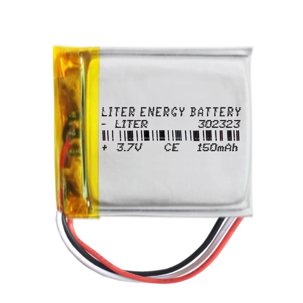 Batería 3 cables 302323 LiPo 3.7V 150mAh 0.555Wh 1S 5C Liter Energy Battery Recargable con PCM termistor NTC smartwatch reloj electrónica No apta para Radio Control 25x23x3mm (3P|150mAh|302323)