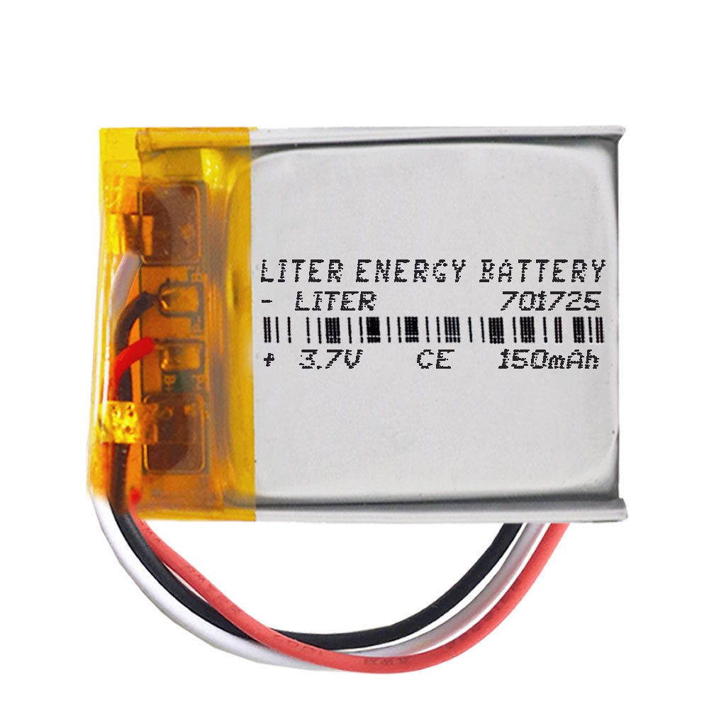 Batería 3 cables 701725 LiPo 3.7V 150mAh 0.555Wh 1S 5C Liter Energy Battery Recargable con PCM termistor NTC smartwatch reloj electrónica No apta para Radio Control 27x17x7mm (3P|150mAh|701725)