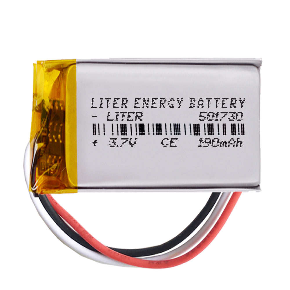 Batería 3 cables 501730 LiPo 3.7V 190mAh 0.703Wh 1S 5C Liter Energy Battery Recargable con PCM termistor NTC smartwatch reloj electrónica No apta para Radio Control 32x17x5mm (3P|190mAh|501730)