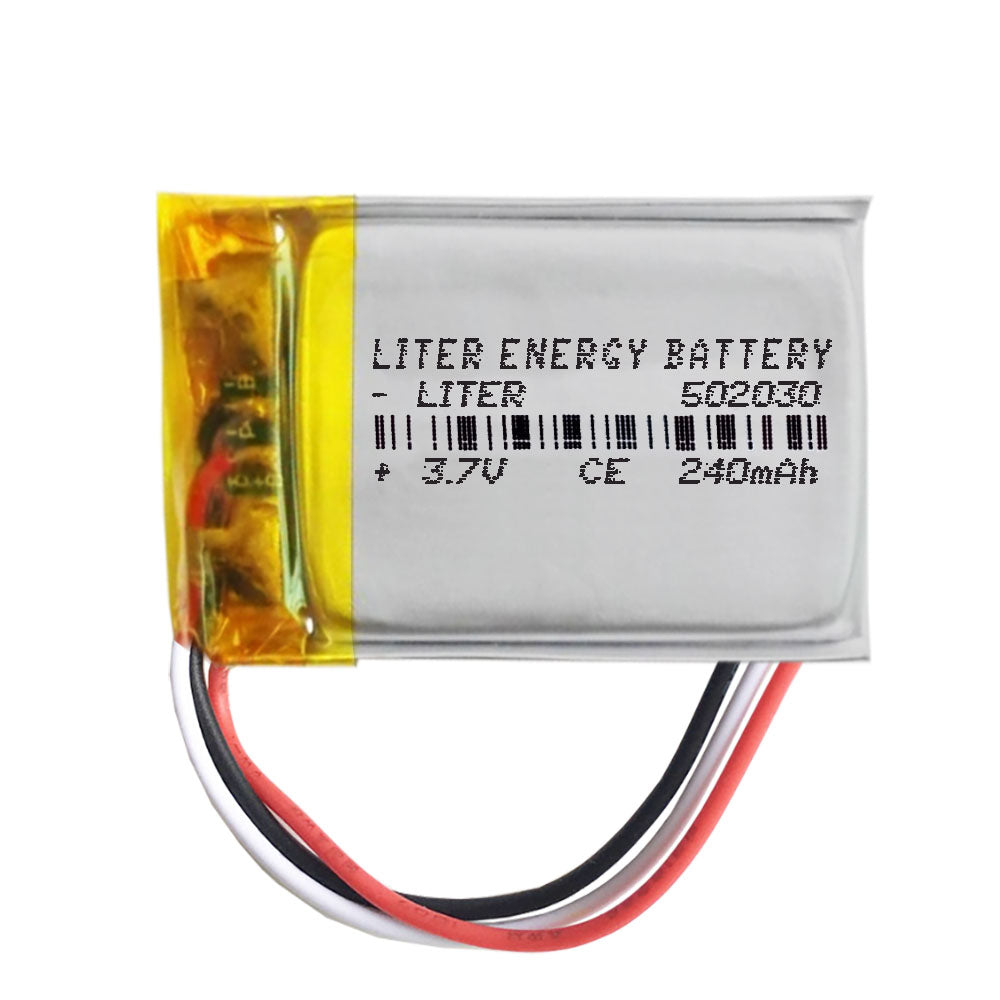 Batería 3 cables 502030 LiPo 3.7V 240mAh 0.888Wh 1S 5C Liter Energy Battery Recargable con PCM termistor NTC smartwatch reloj electrónica No apta para Radio Control 32x20x5mm (3P|240mAh|502030)