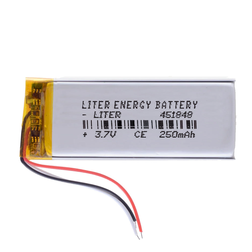 Batería 3 cables 451848 LiPo 3.7V 250mAh 0.925Wh 1S 5C Liter Energy Battery Recargable con PCM termistor NTC smartwatch reloj electrónica No apta para Radio Control 50x18x4.5mm (3P|250mAh|451848)