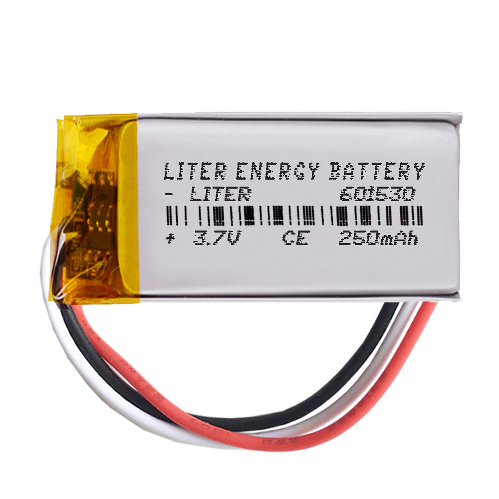 Batería 3 cables 601530 LiPo 3.7V 250mAh 0.925Wh 1S 5C Liter Energy Battery Recargable con PCM termistor NTC smartwatch reloj electrónica No apta para Radio Control 32x15x6mm (3P|250mAh|601530)