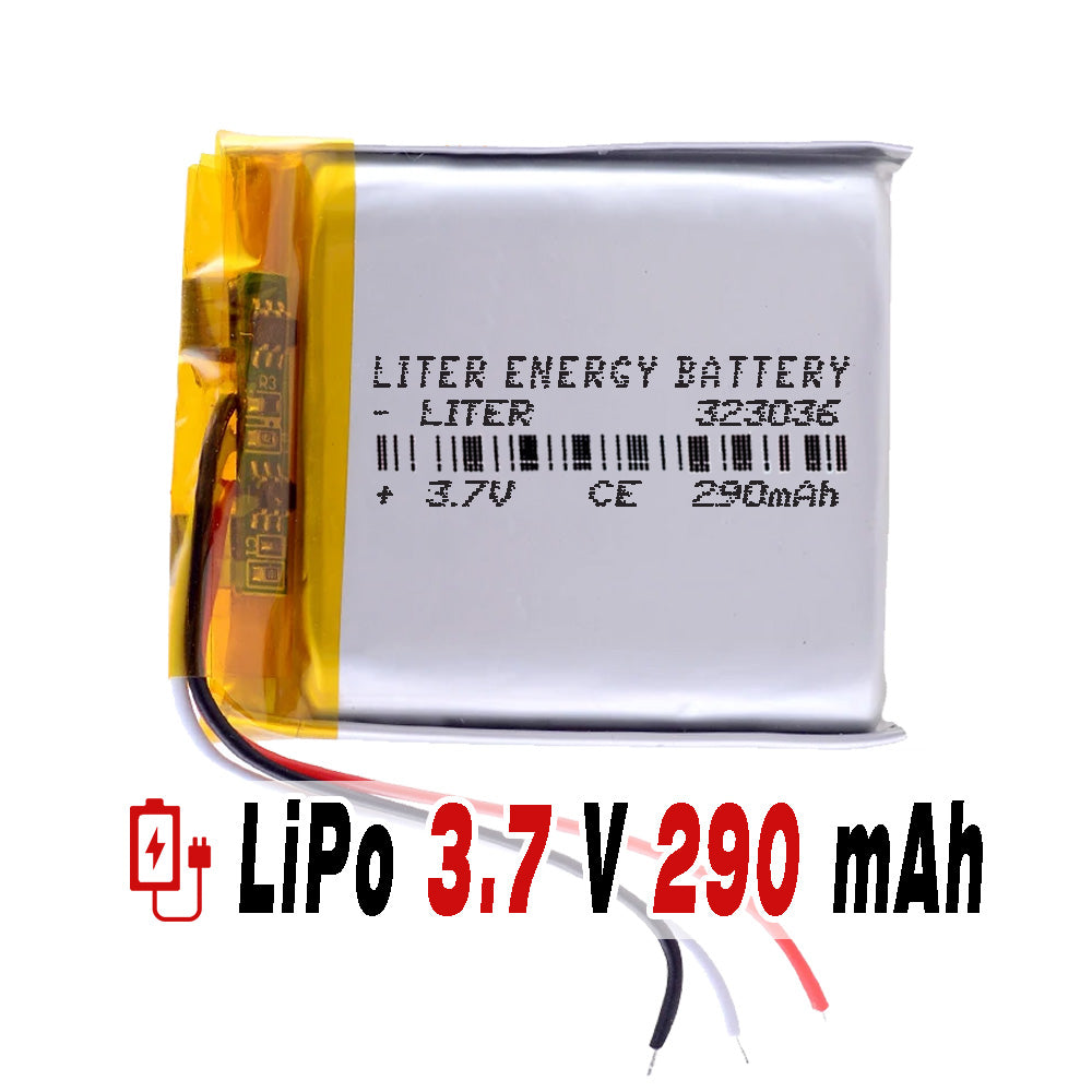 Batería 3 cables 323036 LiPo 3.7V 290mAh 1.073Wh 1S 5C Liter Energy Battery Recargable con PCM termistor NTC smartwatch reloj electrónica No apta para Radio Control 38x30x3.5mm (3P|290mAh|323036)